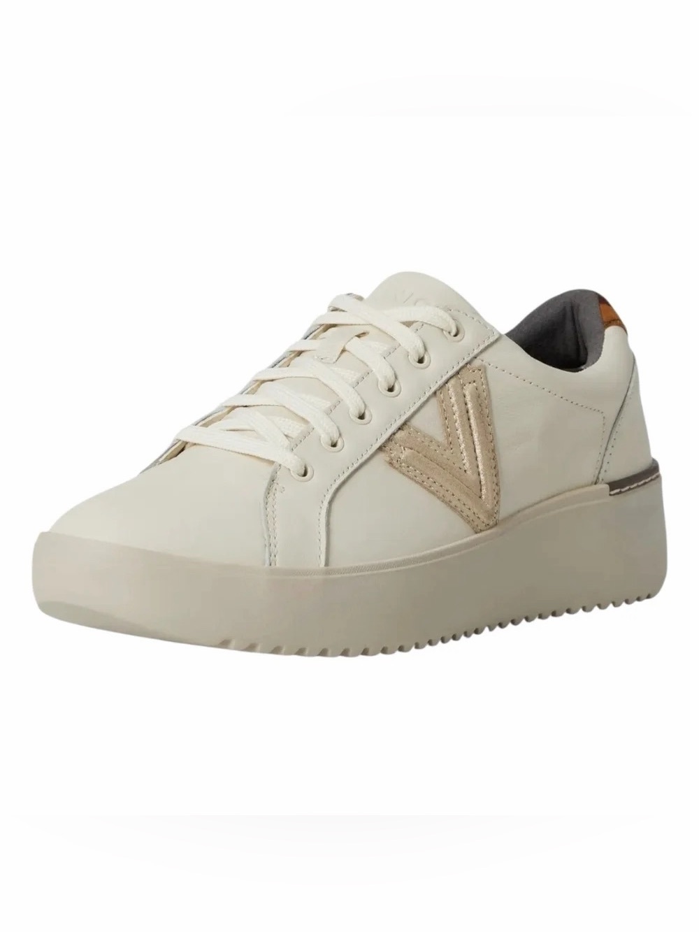 Woman’s Vionic Kearny Lace2 Cream Leather Lace-Up Sneakers
